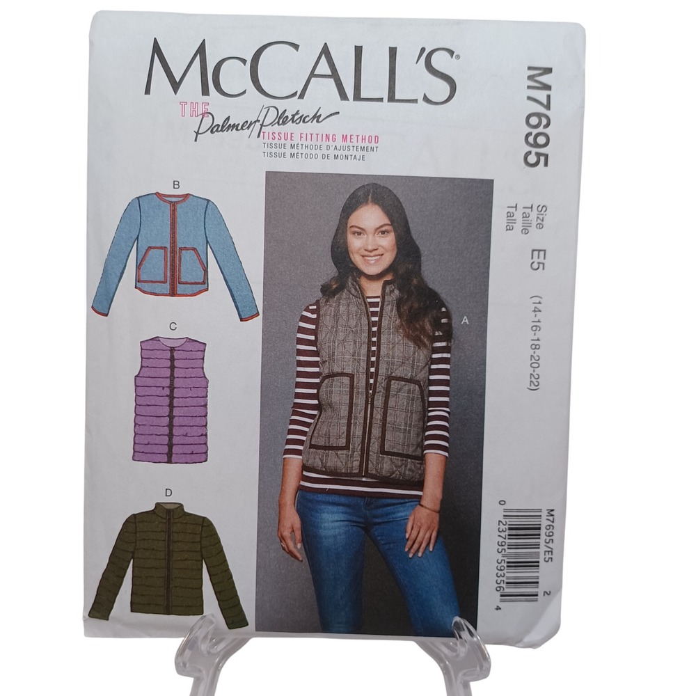 McCall's M7695 Misses Vests and Jackets Sewing Pattern Size E5 14-22 Quilted DIY